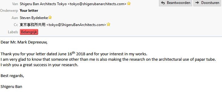 e-mail from Shigeru ban