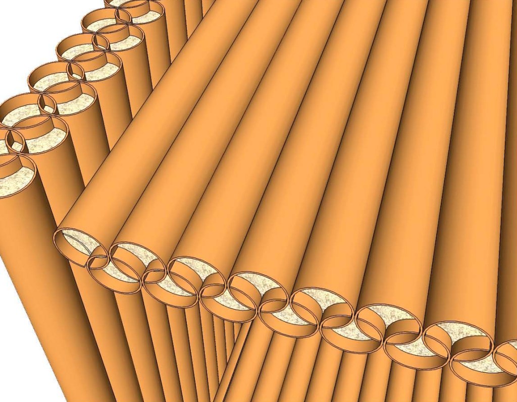 Olympas tubes filled with Isofloc insulation