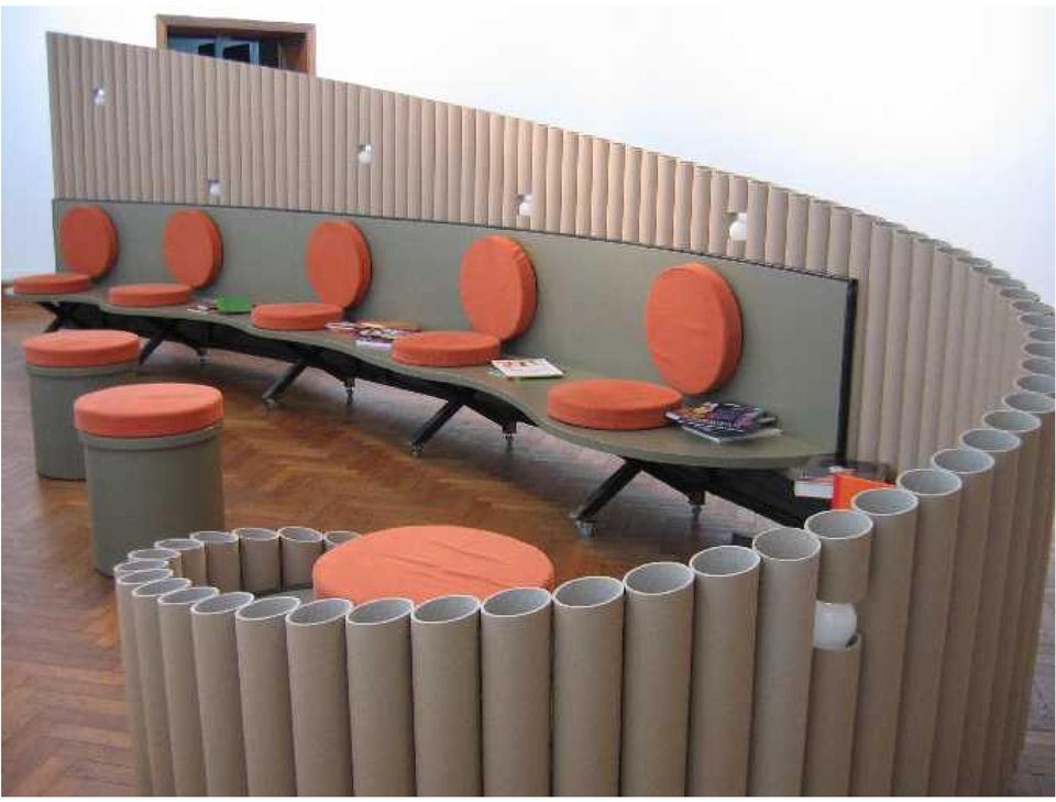 reading corner with single card board tubes
